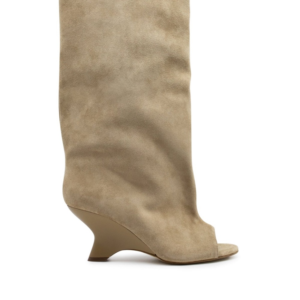 Gia Borghini Beige Suede Heeled Boots